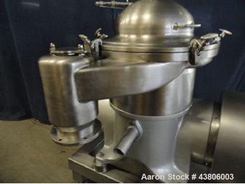 Reportedly Reconditioned Westfalia KSA 6-01-076 Solid Bowl Disc Centrifuge, stainless steel construction, separator design, centripetal pump liquid discharge, 10 hp/7.5 kW drive motor 380/3/50/1725 r...