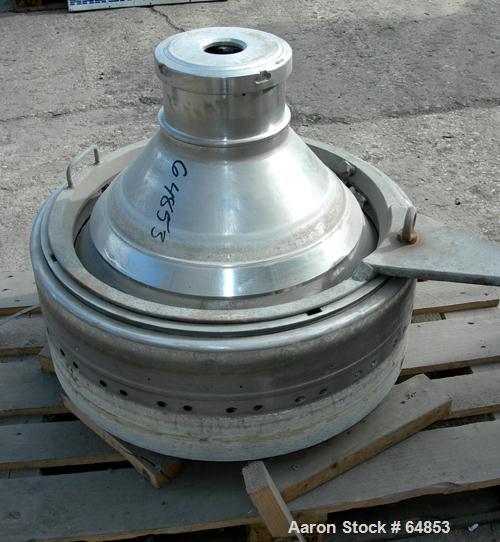 USED: Westfalia MSA-120-01-0076 desludger disc centrifuge. 316 stainless steel construction. Max bowl speed 4500 rpm, separator design, direct drive, 22 kw Loher A180LA-4XP drive motor 380/3/50, (1) ...