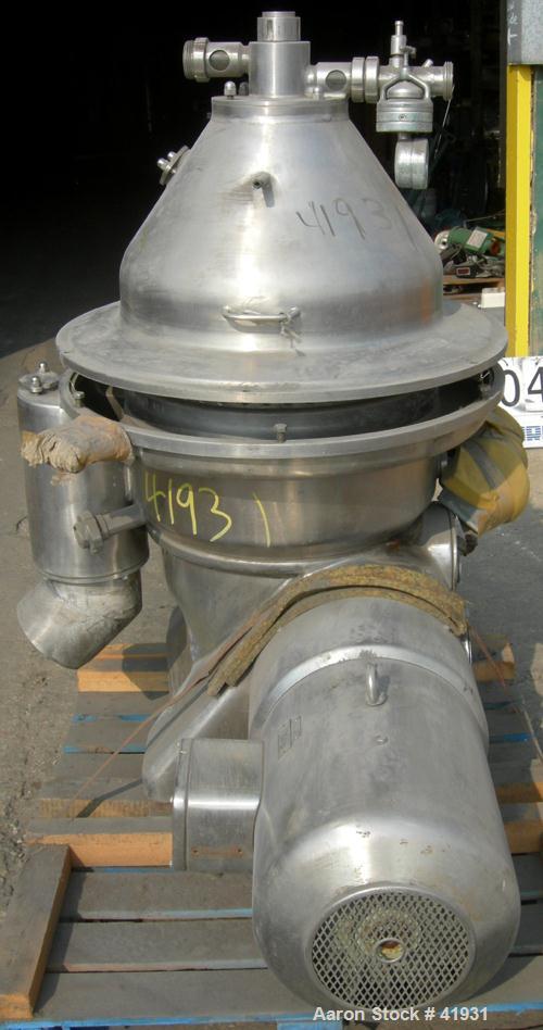 Used Stainless Steel Westfalia Desludger Disc Centrifuge, MSA-35-06-076 