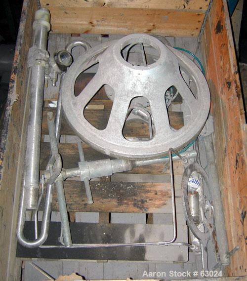 USED: Westfalia separator, type MSA-90-01-076. 316 stainless steel construction. Self-desludging. Max bowl speed 5920 rpm by a 27.75 hp/ 18.5 kw-380 volt/50 cycle/3 ph Loher type A180LA-4 motor.