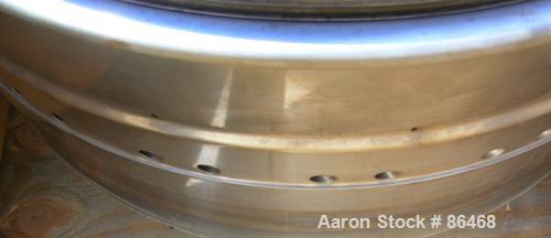 USED: Westfalia MSB200-01-076 desludger disc centrifuge. 316 stainless steel construction on product contact areas. Max bowl speed 4700 rpm, separator design, light phase and heavy phase centripetal ...