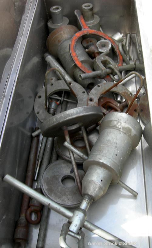 USED: Westfalia MSB200-01-076 desludger disc centrifuge. 316 stainless steel construction on product contact areas. Max bowl speed 4700 rpm, separator design, light phase and heavy phase centripetal ...