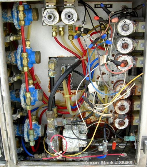 USED: Westfalia MSB200-01-076 desludger disc centrifuge. 316 stainless steel construction on product contact areas. Max bowl speed 4700 rpm, separator design, light phase and heavy phase centripetal ...