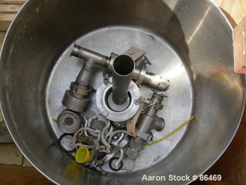 USED: Westfalia MSB200-01-076 desludger disc centrifuge. 316 stainless steel construction on product contact areas. Max bowl speed 4700 rpm, separator design, light phase and heavy phase centripetal ...