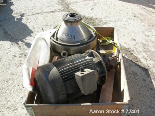 USED: Westfalia OSA-335-02-066 oil purifier disc centrifuge. Max bowl speed 6500 rpm, separator design, light phase centripetal pump, heavy phase gravity discharge, direct drive configuration, approx...