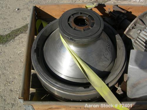USED: Westfalia OSA-335-02-066 oil purifier disc centrifuge. Max bowl speed 6500 rpm, separator design, light phase centripetal pump, heavy phase gravity discharge, direct drive configuration, approx...
