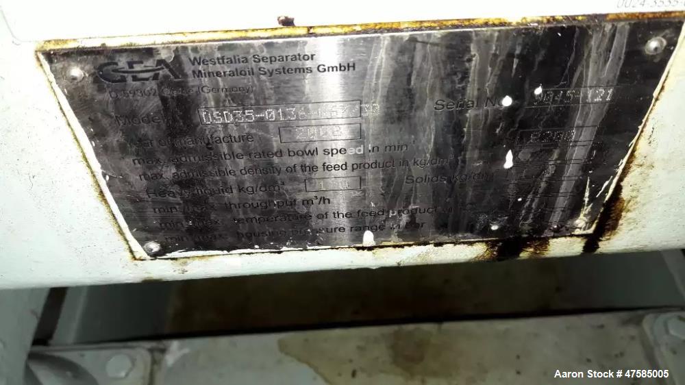 Used GEA/Westfalia OSD-35-0136-067/300 "Oil Purifier" Desludger Disc Centrifuge