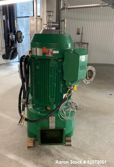 Used GEA Westfalia Profi 400/GSE 400 Desludger Disc Centrifuge. 316 Stainless steel construction (product contact areas). Clarifier design (liquid/solids separation), centripetal pump liquid discharg...