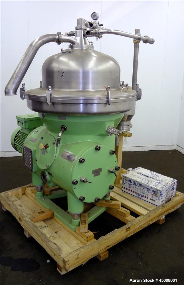 Used Stainless Steel Westfalia Refining Desludger Disc Centrifuge, RSA-80-01-576 