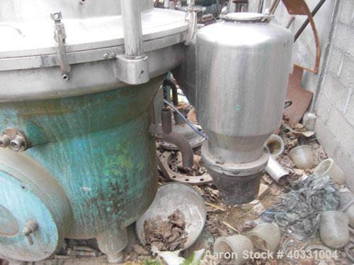 Used-Westfalia separator, type RSA60-01-076. Material of construction is 316 stainless steel. Max bowl speed 6450 rpm by a 2...