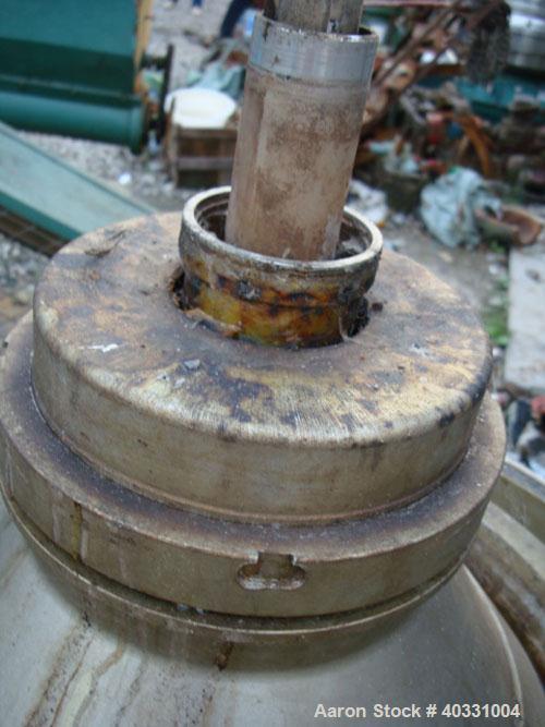 Used Westfalia separator, type RSA60-01-076. Material of construction is 316 stainless steel. Max bowl speed 6450 rpm by a 22.5 hp/15 kw-380 volt/50 cycle/3 ph motor. Includes sludge tank.