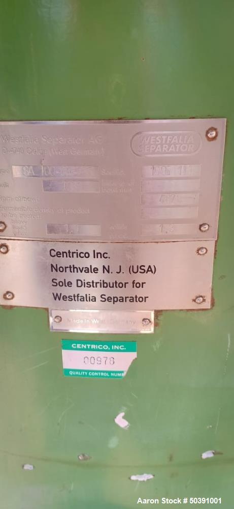 Used Westfalia SA-100-01-777 Desludger Disc Centrifuge