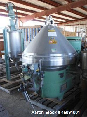 Used- Westfalia SA-100-06-177 Desludger Disc Centrifuge. 316 stainless steel construction (product contact areas), max bowl ...