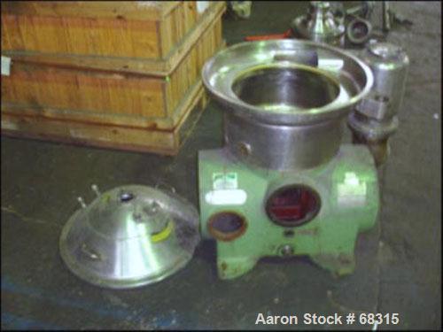 Used Westfalia Desludger/Separator Disc Centrifuge, Model SA14-01-076316, Stainless Steel. 7560 RPM maximum bowl speed. Complete with a direct connected 10 hp 208-230/460 volt motor.