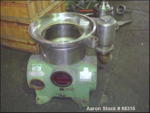 Used Westfalia Desludger/Separator Disc Centrifuge, Model SA14-01-076316, Stainless Steel. 7560 RPM maximum bowl speed. Complete with a direct connected 10 hp 208-230/460 volt motor.