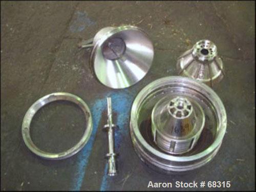 Used Westfalia Desludger/Separator Disc Centrifuge, Model SA14-01-076316, Stainless Steel. 7560 RPM maximum bowl speed. Complete with a direct connected 10 hp 208-230/460 volt motor.