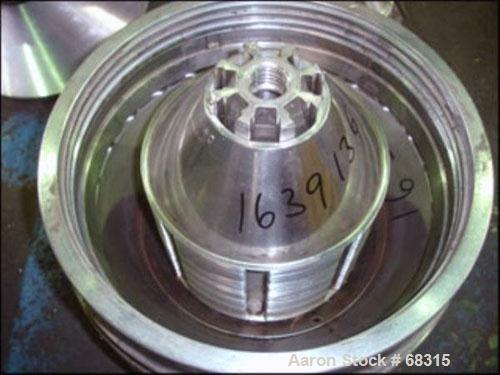 Used Westfalia Desludger/Separator Disc Centrifuge, Model SA14-01-076316, Stainless Steel. 7560 RPM maximum bowl speed. Complete with a direct connected 10 hp 208-230/460 volt motor.