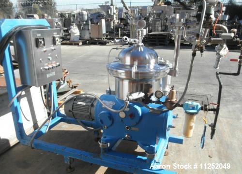 Used- Westfalia SA-14-06-076 Desludger Disc Centrifuge. Stainless steel construction (product contact areas), max bowl speed...