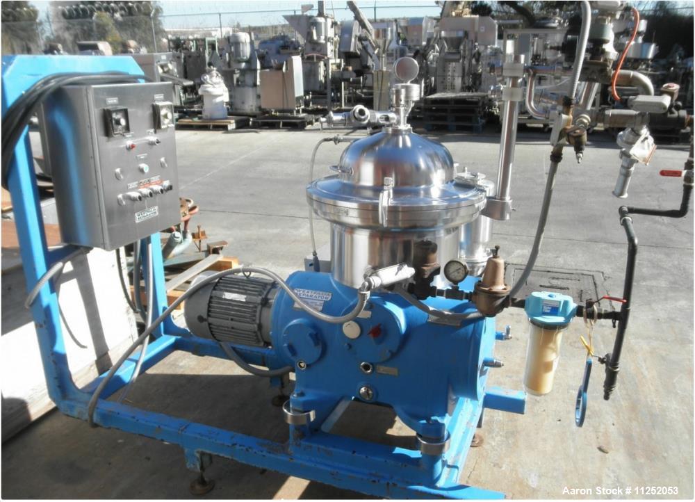 Used- Westfalia SA-14-06-076 Desludger Disc Centrifug. Stainless steel construction (product contact areas). Max bowl speed ...