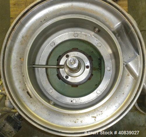 Used Westfalia SA-20-47-576 Desludger Disc Centrifuge. 316 stainless steel construction (product contact areas), max bowl speed 6400 rpm, hydrohermetic design, clarifier design, centripetal pump liqu...