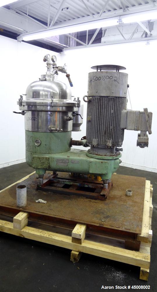 Used Stainless Steel Westfalia Desludger Disc Centrifuge, SA-40-02-177 