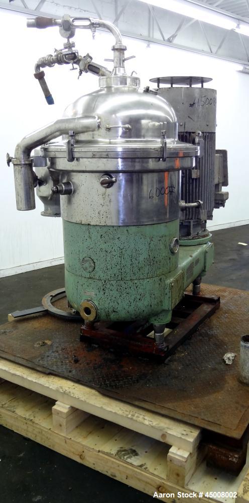 Used Stainless Steel Westfalia Desludger Disc Centrifuge, SA-40-02-177 
