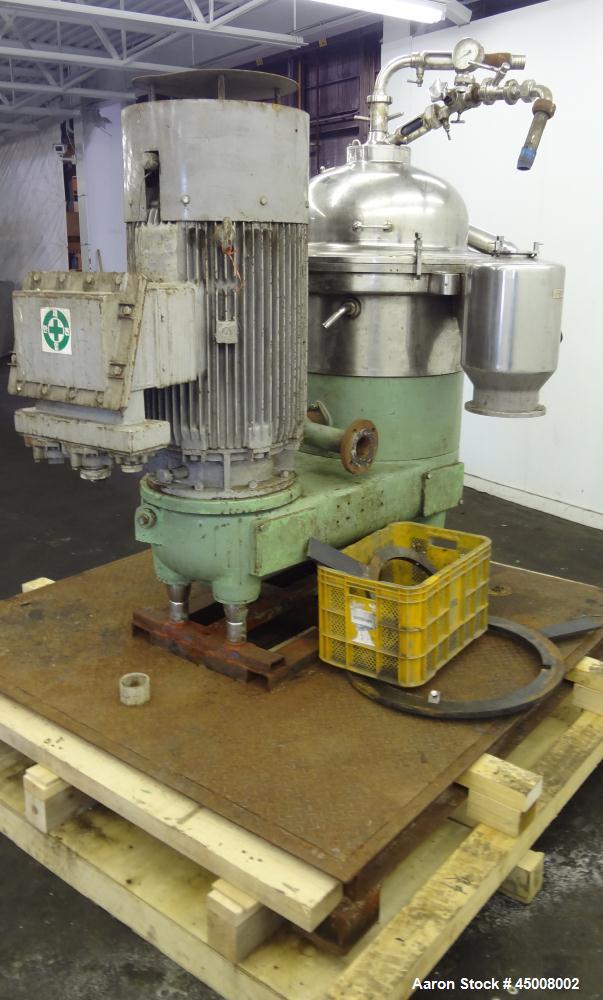 Used Stainless Steel Westfalia Desludger Disc Centrifuge, SA-40-02-177 