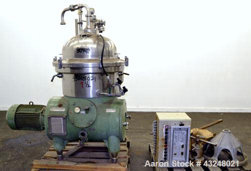 Used Stainless Steel Westfalia Desludger Disc Centrifuge, SA-40-06-076 