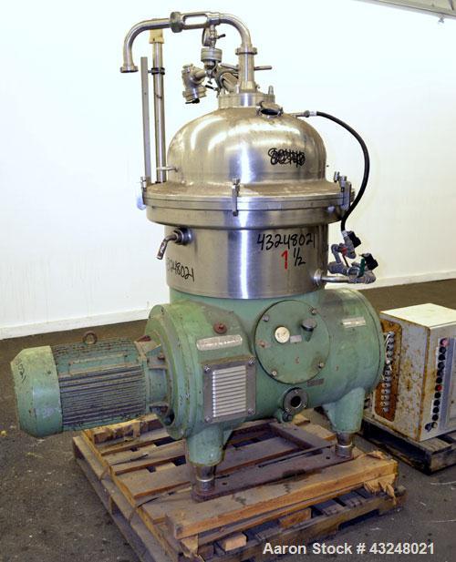 Used Stainless Steel Westfalia Desludger Disc Centrifuge, SA-40-06-076 