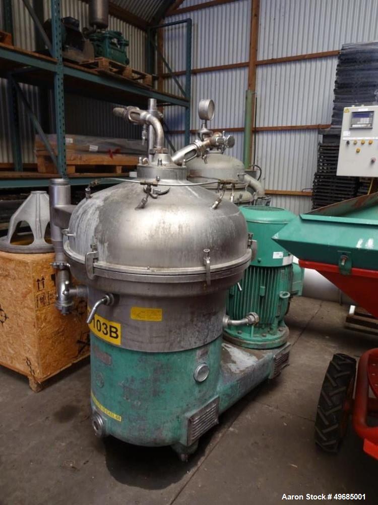 Used- Westfalia SAMN15037 (SA-45-03-177) Desludger Disc Centrifuge. 316 stainless steel construction (product contact areas)...