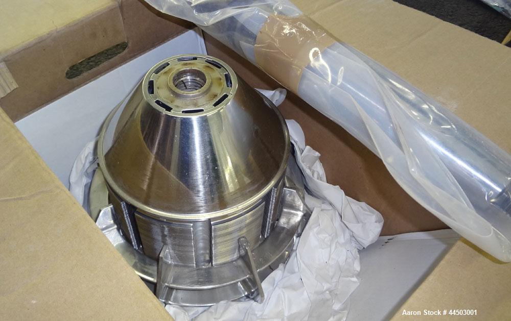 Used Westfalia SA14-06-076 Desludger Disc Centrifuge. 329 Stainless steel construction on product contact areas. Maximum bowl speed 7560 rpm, clarifier design (liquid/solids separation), centripetal ...