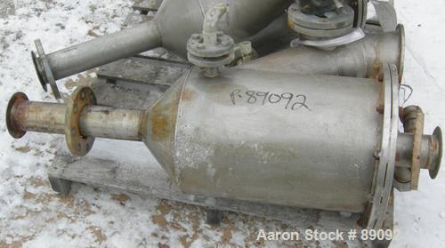 USED: Westfalia SA35-01-576 desludger disc centrifuge. 316 stainless steel construction on product contact areas, max bowl speed 6000 rpm, separator design, light and heavy phase centripetal pump liq...