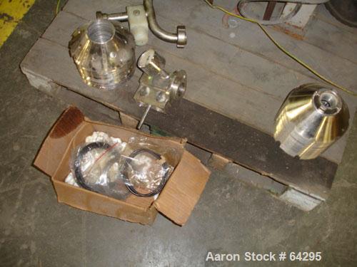 Used Westfalia SA7-06-076 Desludger Disc Centrifuge, 316 Stainless Steel Construction (Product Contact Areas). Maximum bowl speed 8400 rpm, clarifier design, centripetal pump liquid discharge. Driven...