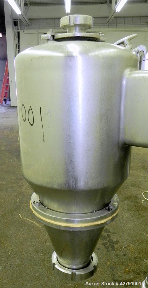 Used Westfalia SAMM 12006 Disc Centrifuge. 421 Stainless steel construction (product contact areas). Maximum bowl speed 4500 rpm, separator design, direct drive, 30 hp/22 kw drive motor (380/3/50). I...