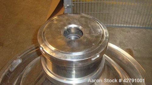 Used Westfalia SAMM 12006 Disc Centrifuge. 421 Stainless steel construction (product contact areas). Maximum bowl speed 4500 rpm, separator design, direct drive, 30 hp/22 kw drive motor (380/3/50). I...
