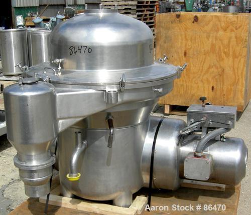 USED: Westfalia SAMM-150037 Desludger Disc Centrifuge. 316 stainless steel construction on product contact areas, max bowl s...
