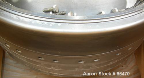 USED: Westfalia SAMM-150037 Desludger Disc Centrifuge. 316 stainless steel construction on product contact areas, max bowl speed 4500 rpm, separator design, light phase and heavy phase centripetal pu...