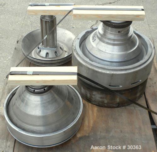 Used Westfalia Disc Centrifuge, Model SAMN 5036, 434 Stainless Steel. Driven by a 5.5 kW bowl top, disc stack, centripetal pump, splitter disc.