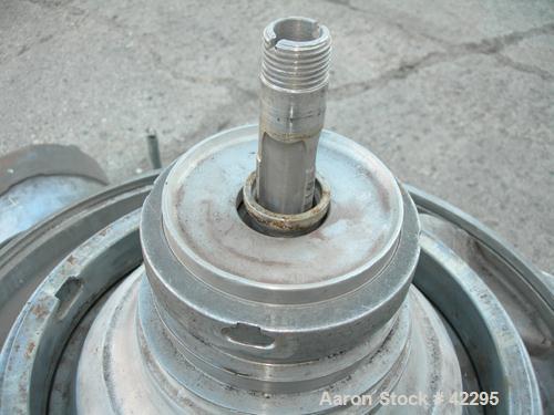 Used Westfalia Disc Centrifuge, Model SAMN-5036, 329 stainless steel. Maximum bowl speed 6500 rpm, centripetal pump liquid discharge. Direct driven by an approximately 20 hp motor.
