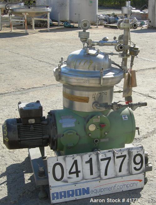 USED: Westfalia SAMR-3036 desludger centrifuge. 316 stainless steel clarifier design. Max bowl speed 7500 rpm, 7.5 kw drive motor.