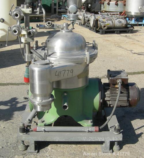 USED: Westfalia SAMR-3036 desludger centrifuge. 316 stainless steel clarifier design. Max bowl speed 7500 rpm, 7.5 kw drive motor.