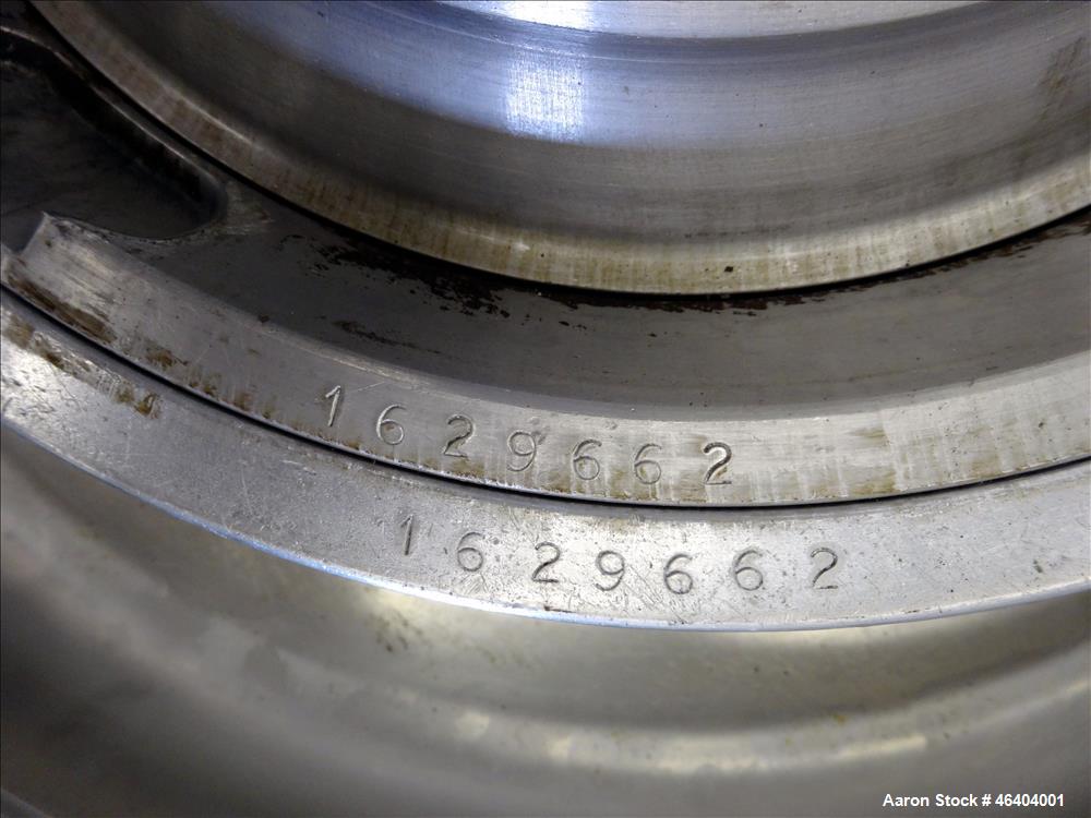 Used Westfalia SAMR-3036 Desludger Disc Centrifuge. 316 Stainless steel (product contact areas), maximum bowl speed 7500 rpm, clarifier design (liquid/solids separation), centripetal pump liquid disc...
