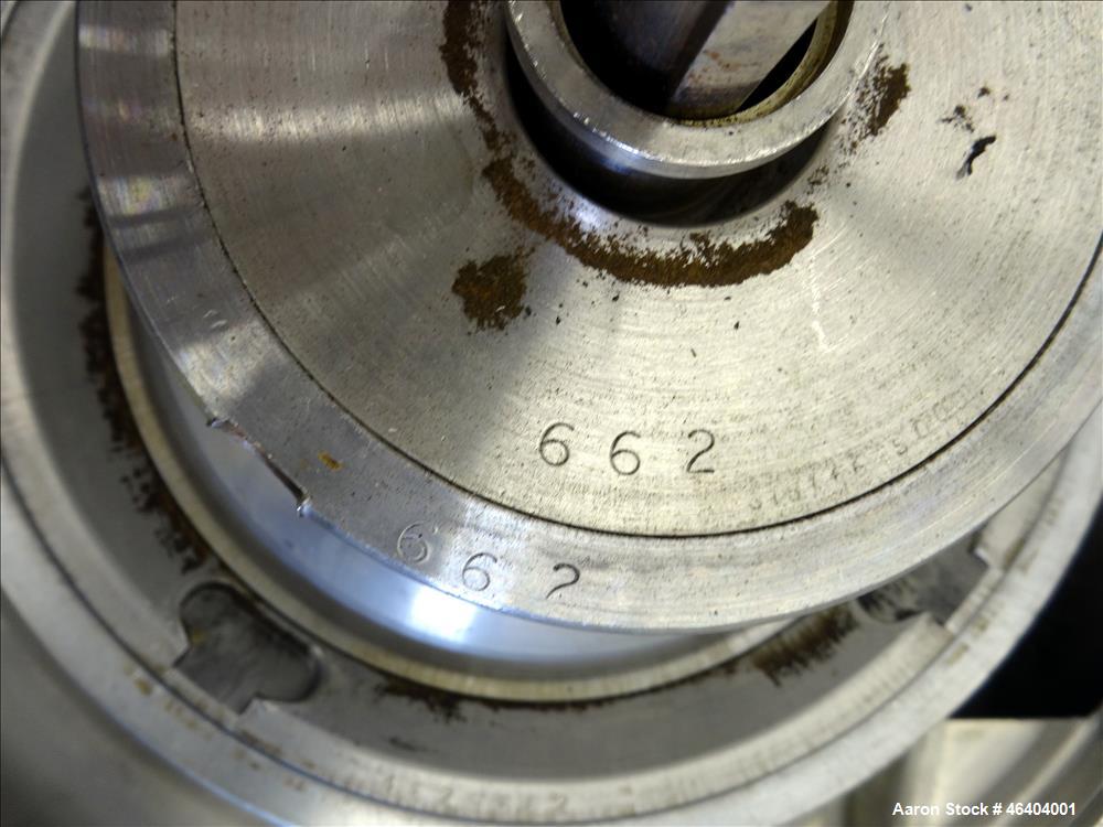 Used Westfalia SAMR-3036 Desludger Disc Centrifuge. 316 Stainless steel (product contact areas), maximum bowl speed 7500 rpm, clarifier design (liquid/solids separation), centripetal pump liquid disc...