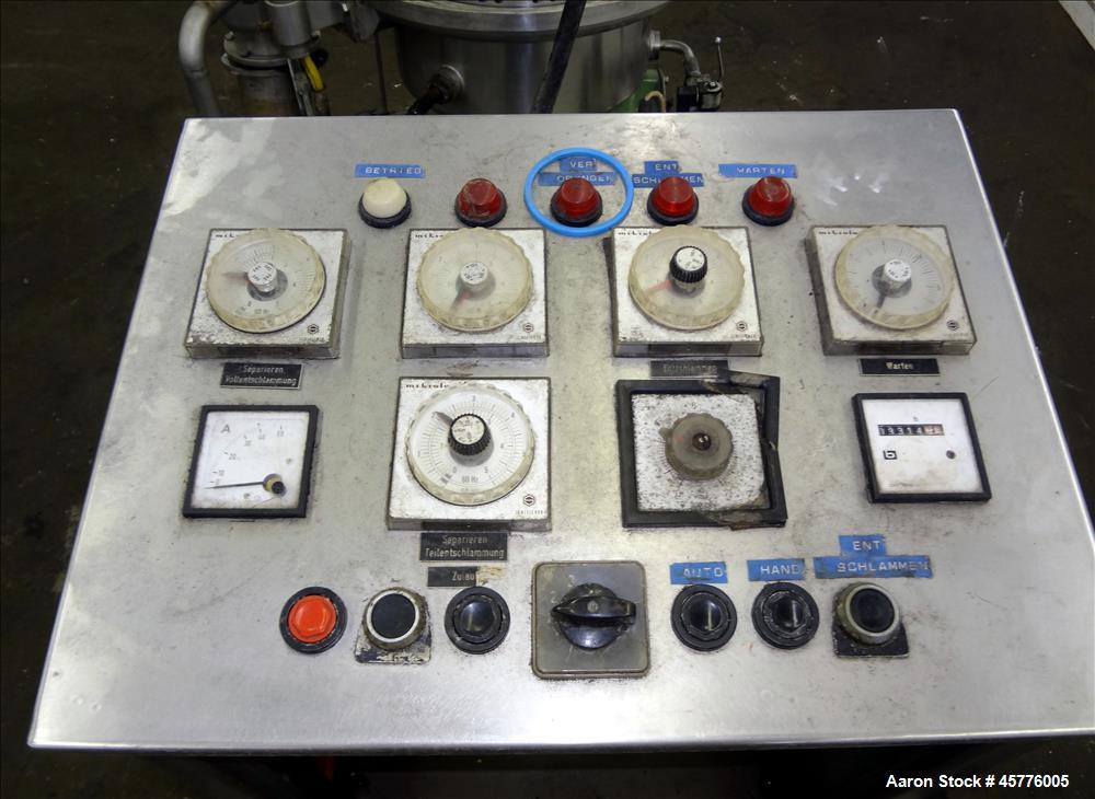 Used Westfalia SAMR-5036 Desludger Disc Centrifuge.