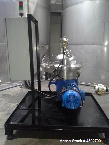 Used Westfalia Separator, Model SAMR-5036. Self cleaning classifier, self cleaning bowl. Gas tight design of neck bearing bridge. New PLC control panel, CUI manufactured skid frame. Works well with h...