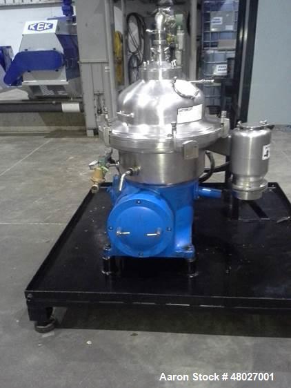 Used Westfalia Separator, Model SAMR-5036. Self cleaning classifier, self cleaning bowl. Gas tight design of neck bearing bridge. New PLC control panel, CUI manufactured skid frame. Works well with h...