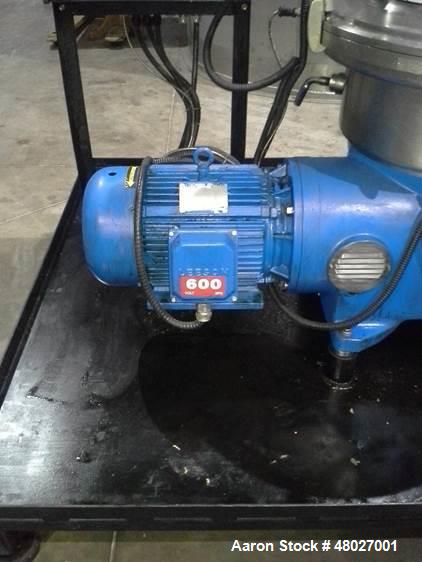 Used Westfalia Separator, Model SAMR-5036. Self cleaning classifier, self cleaning bowl. Gas tight design of neck bearing bridge. New PLC control panel, CUI manufactured skid frame. Works well with h...