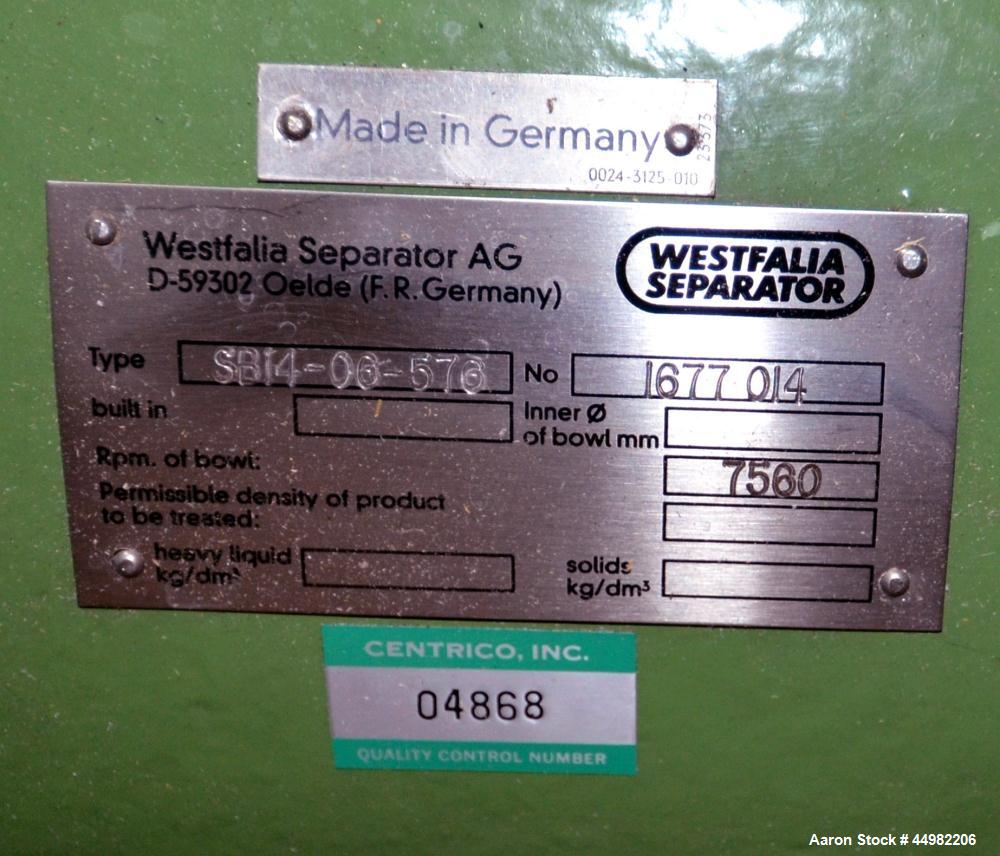 Unused- Stainless Steel Westfalia Desluder Disc Centrifuge, SB-14-06-576