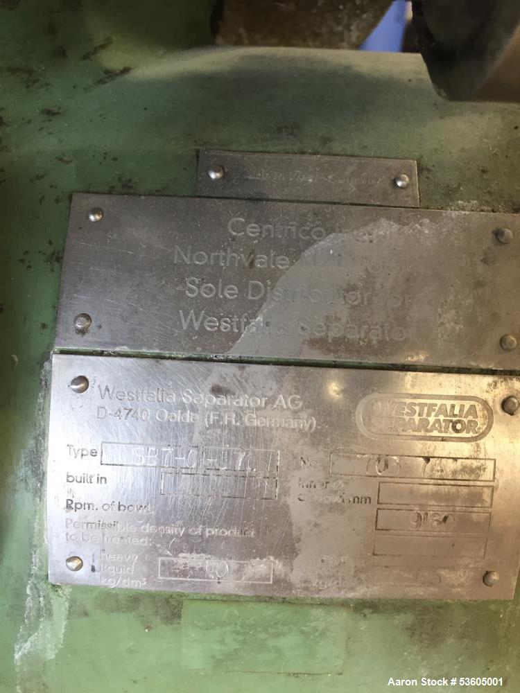Westfalia SB-7-01-576 Desludger Disc Centrifuge