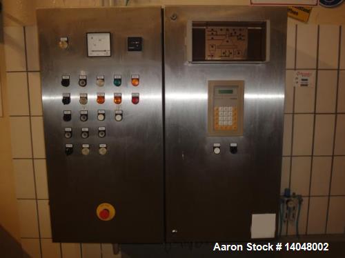 Used Westfalia SB-80-36-076 Desludger Disc Centrifuge. 316 stainless steel on product contact areas. Max bowl speed 4500 rpm, self-thinking solids discharge design, centripetal pump liquid discharge,...